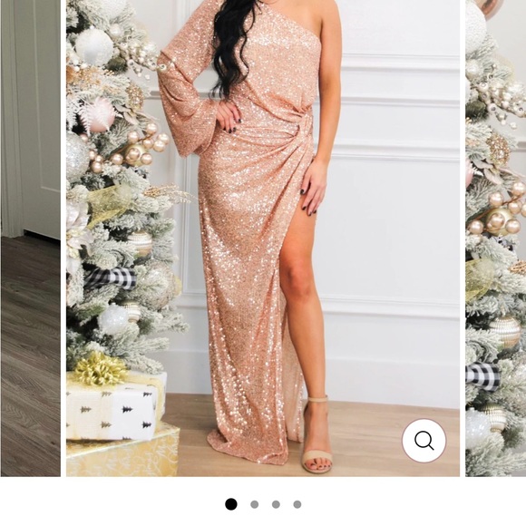 One-Shoulder Sequin Gown - Picture 2 of 8